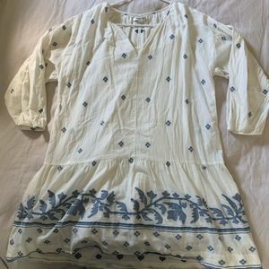Madewell white dress with paisley blue design